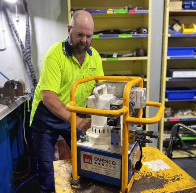 Technician checking powerig