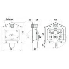 Drop "T" Lock Only S/S  3 Way