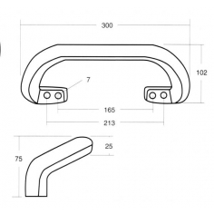 Grab Handle 300mm Yellow Offset