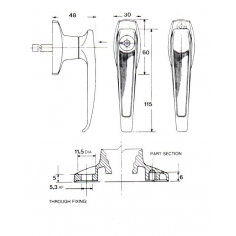 L Chrome Handle Front Fix Locking K268