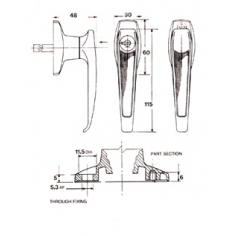 L Chrome Handle Front Fix Locking KD