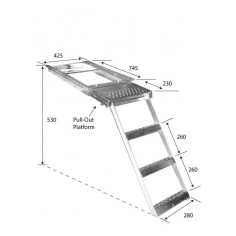Pull Out Ladder 3 Step with Platform  ZP Steel