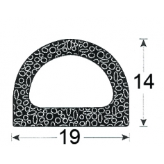 X135HT 19mm W x 14mm H - D Self Adhesive Rubber